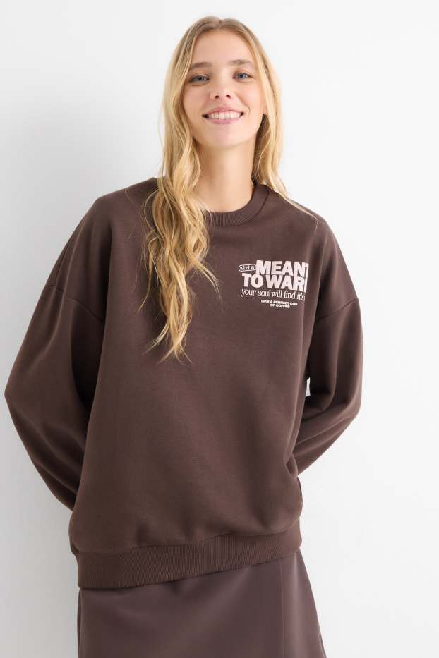 Dames - Oversized sweatshirt - donkerbruin