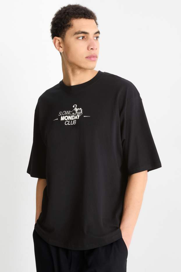 Herren - T-Shirt - Oversized - Garfield - schwarz