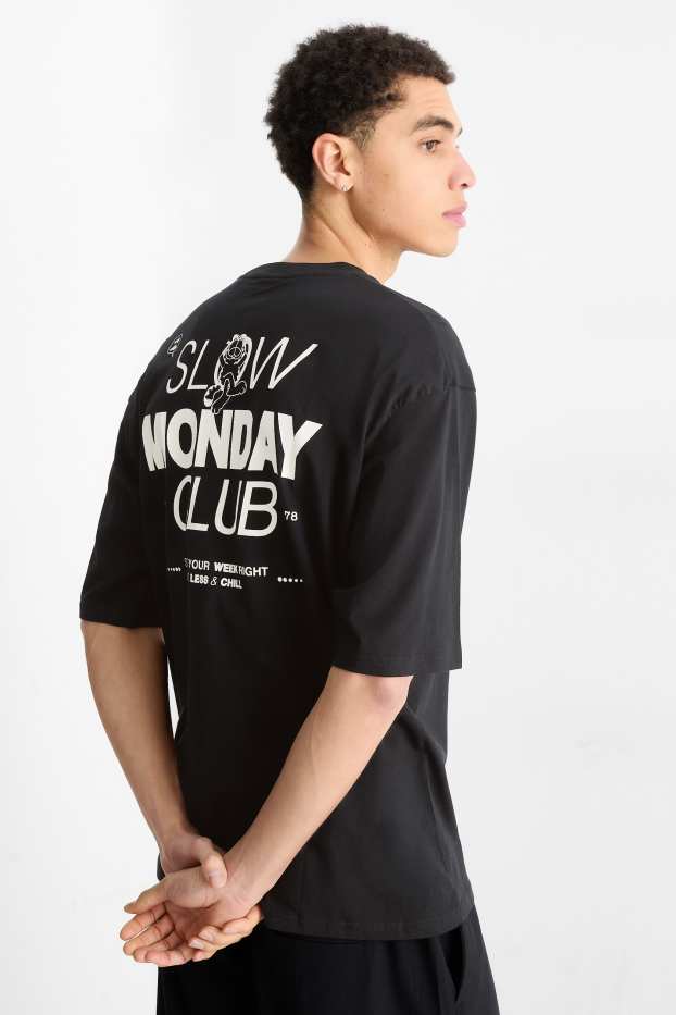 Herren - T-Shirt - Oversized - Garfield - schwarz