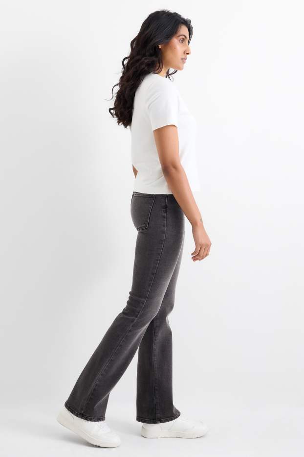 Damen - Bootcut Jeans - High Waist - dunkeljeansgrau