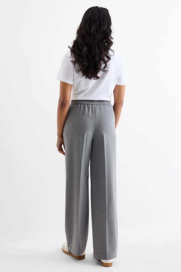 Dames - Pantalon - mid waist - wide leg - grijs