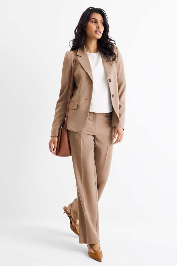 Damen - Business-Hose - Mid Waist - Wide Leg - taupe
