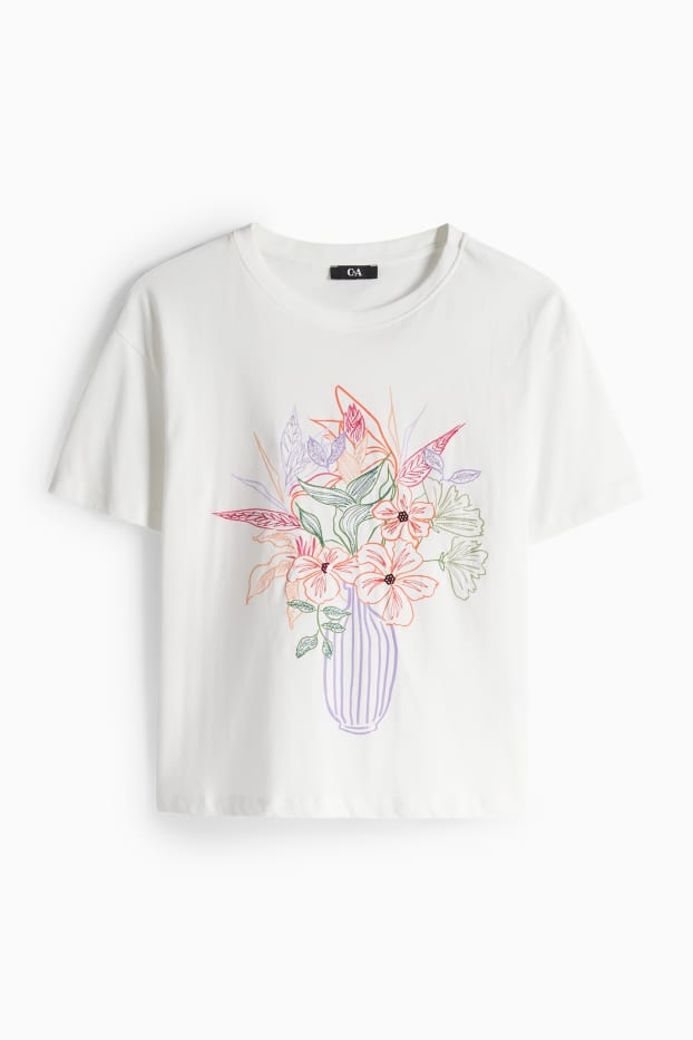 Femei - Tricou - regular fit - aspect lucios - alb-crem