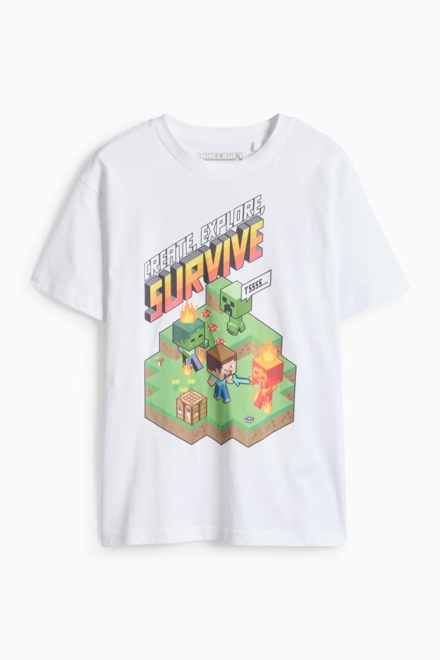 Children Boys - Minecraft - short sleeve T-shirt - white / green