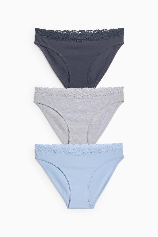Donna - Confezione da 3 - slip - blu / grigio