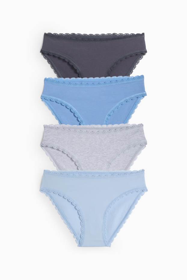 Donna - Confezione da 4 - slip - blu / grigio
