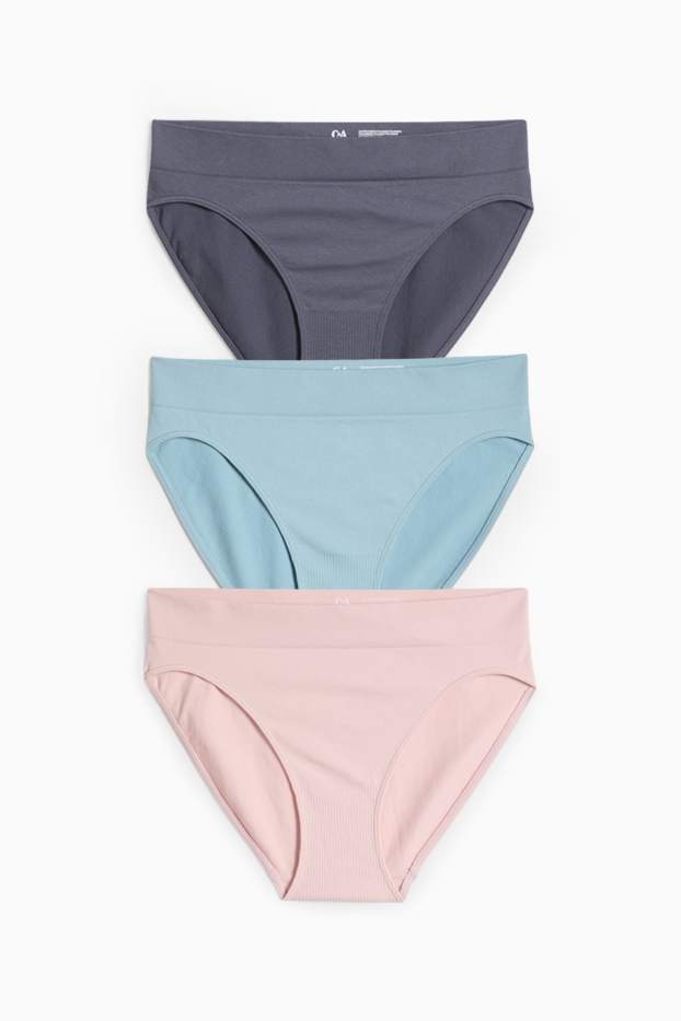 Damen - Multipack 3er - Slip - seamless - rosa / blau
