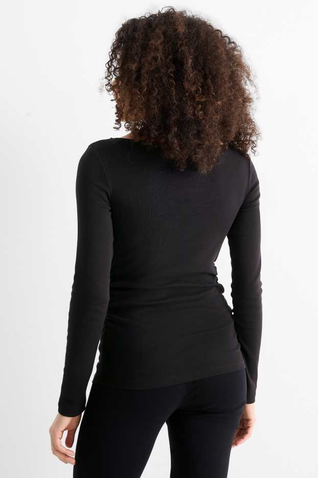 Femmes - Haut à manches longues - slim fit - noir