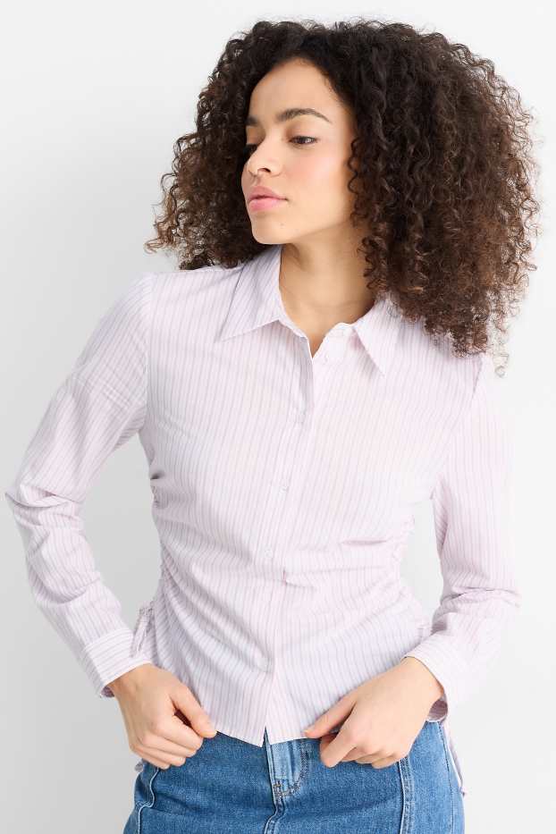 Dames - Blouse - gestreept - roze