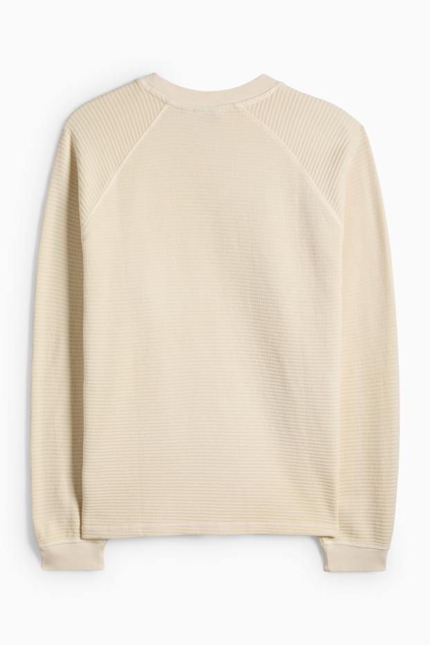 Hommes - Haut à manches longues - relaxed fit - finition texturée - blanc crème