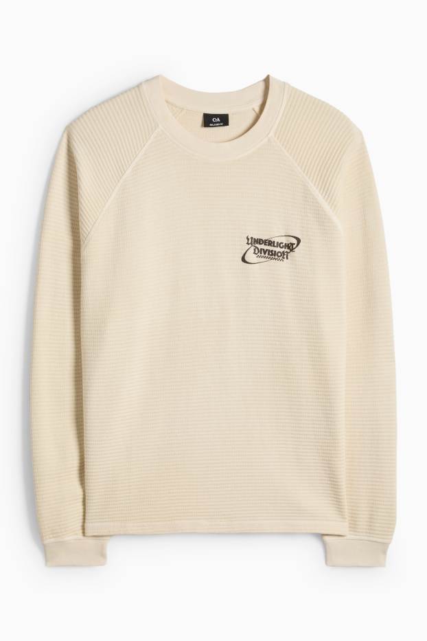 Hommes - Haut à manches longues - relaxed fit - finition texturée - blanc crème