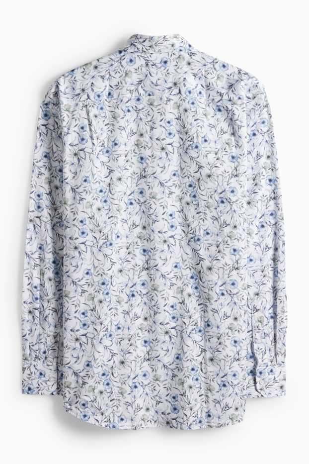 Home - Camisa - blau fosc / blanc