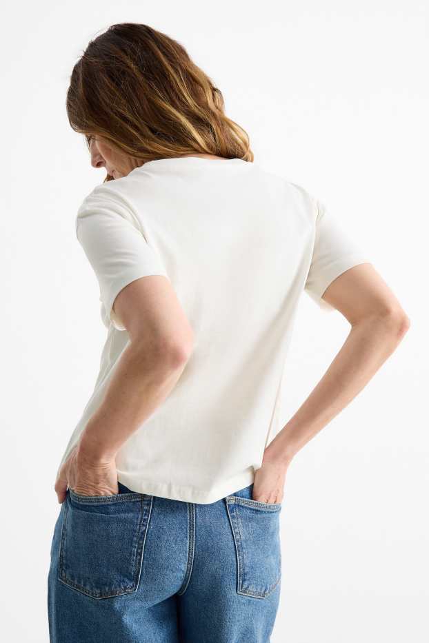 Dames - T-shirt - regular fit - glanseffect - wit