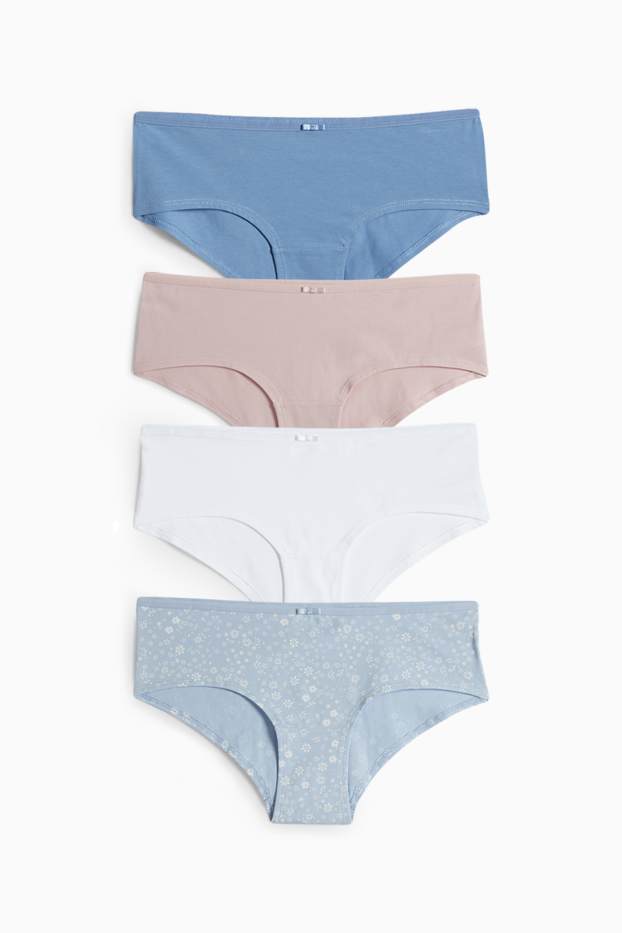 Femei - Multipack 4 perechi - chiloți hipster - albastru / alb