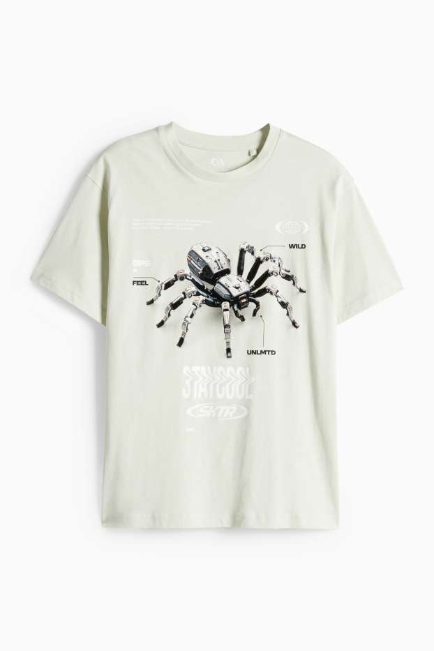 Kinder Buben - Spinne - Kurzarmshirt - mintgrün