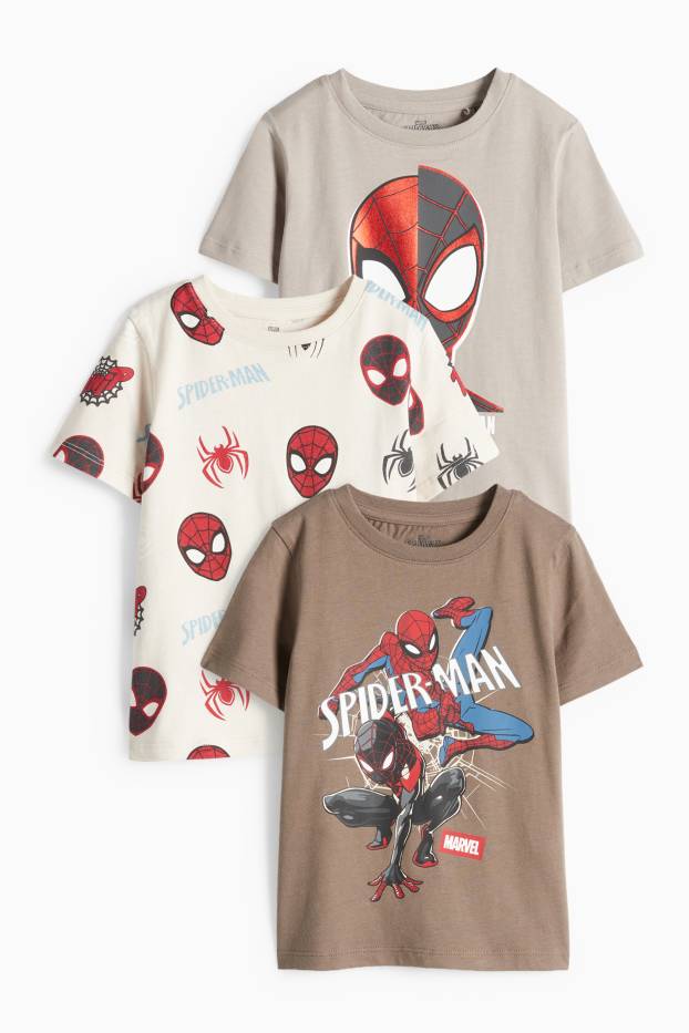 Children Boys - Multipack of 3 - Spider-Man - short sleeve T-shirt - beige