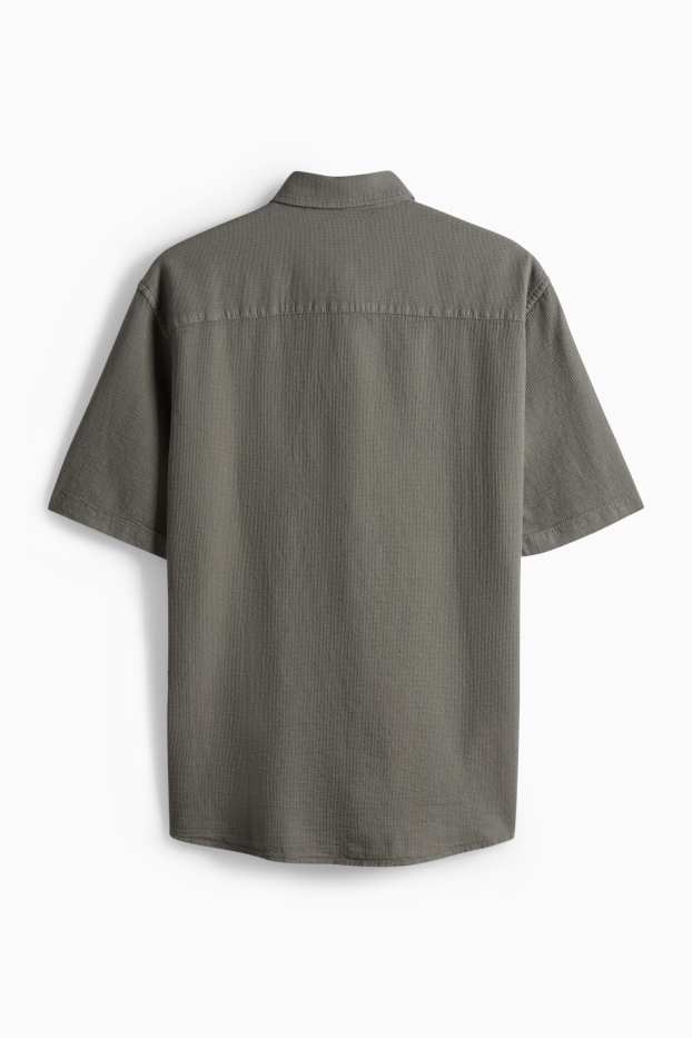 Bărbați - Cămașă - regular fit - guler Kent - structurată - verde închis