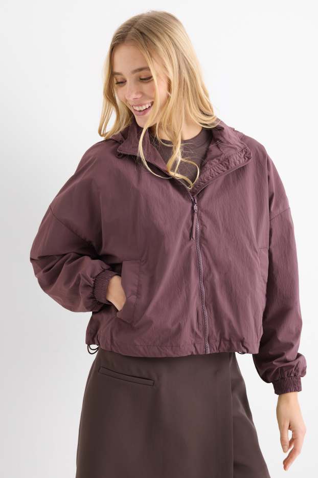 Femmes - Veste à capuche - finition déperlante - bordeaux