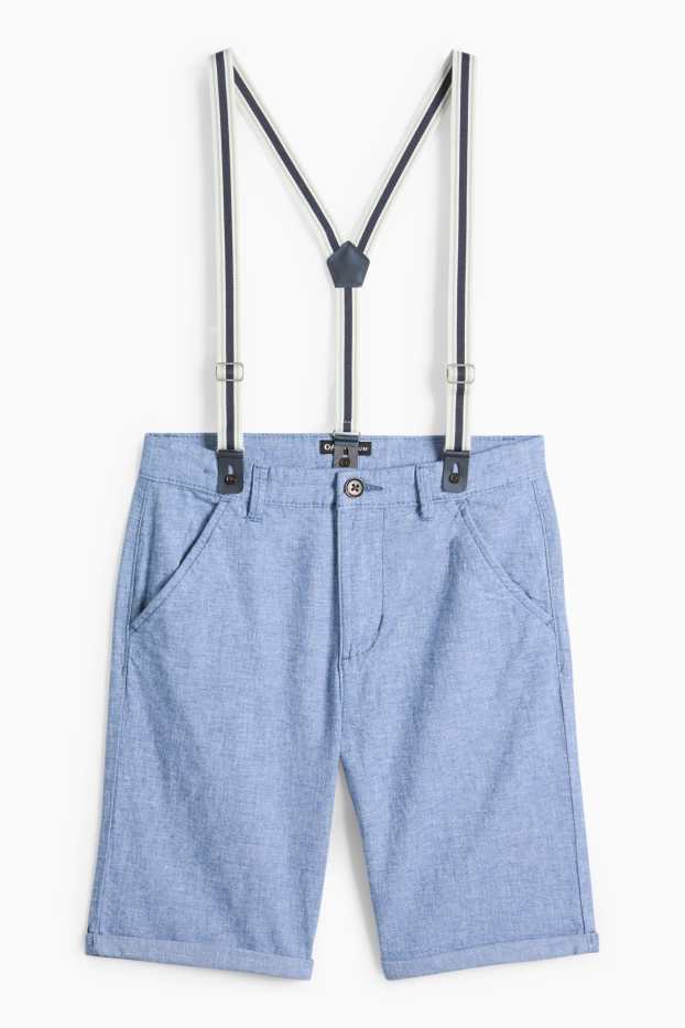 Kinder Jungen - Bermudas mit Hosenträgern - blau