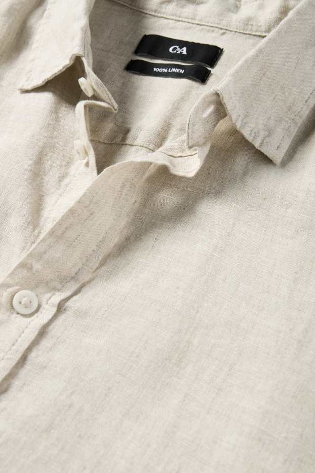 Men - Linen shirt - regular fit - Kent collar - beige