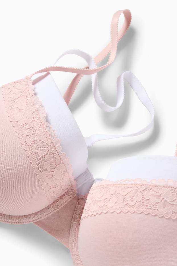 Femei - Multipack 2 buc. - sutien cu armătură - DEMI - vătuit - roz