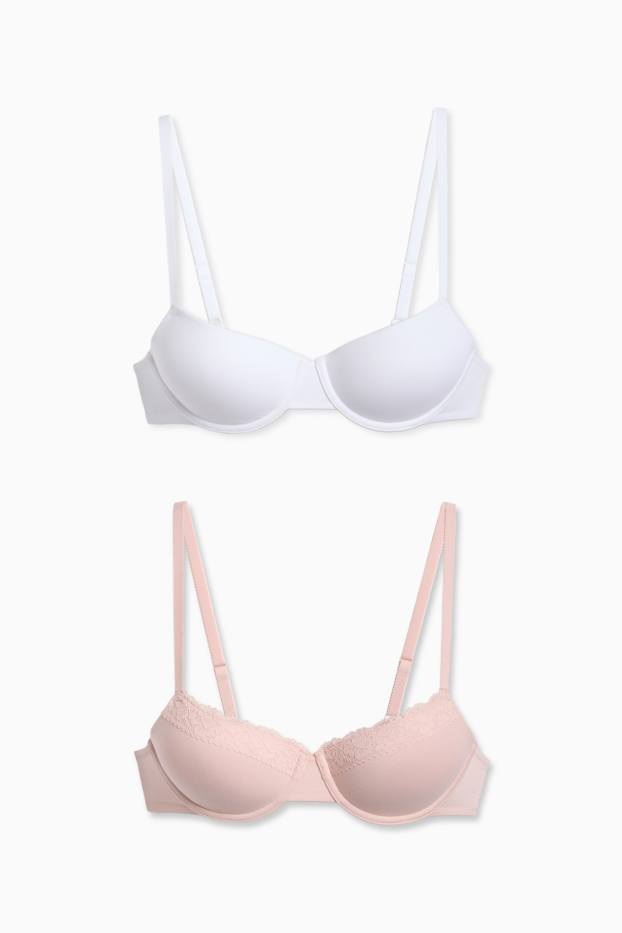Femei - Multipack 2 buc. - sutien cu armătură - DEMI - vătuit - roz