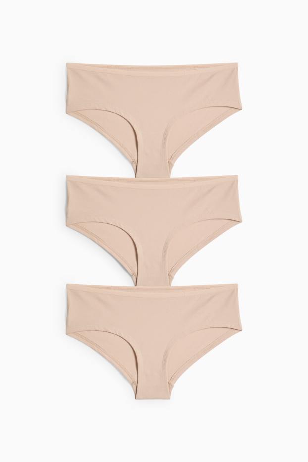 Dames - Set van 3 - hipster - licht beige