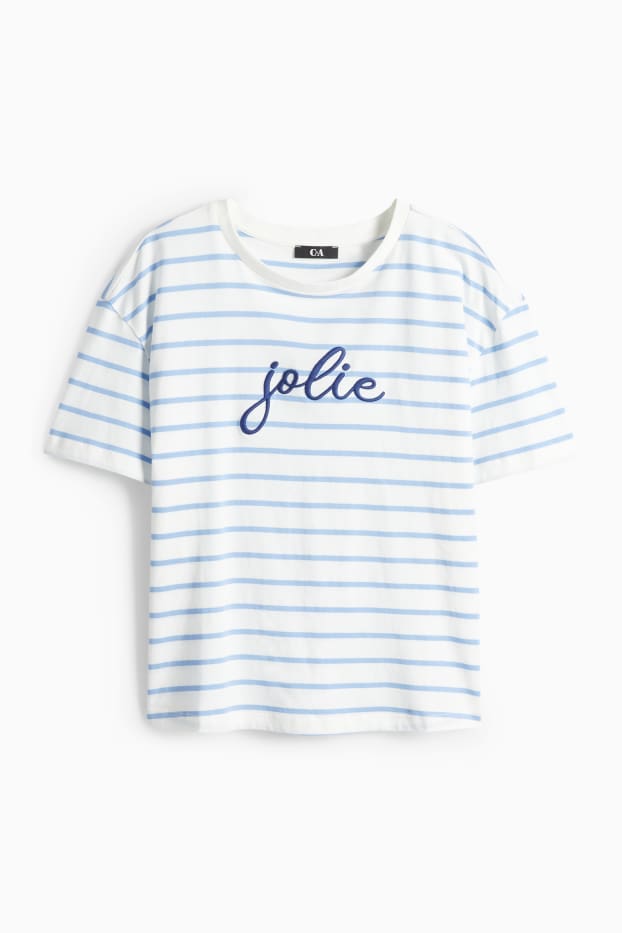 Femei - Tricou - albastru / alb