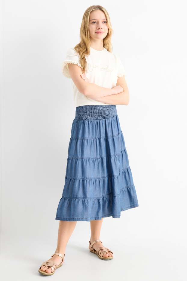 Kinder Mädchen - Jeansrock - blau