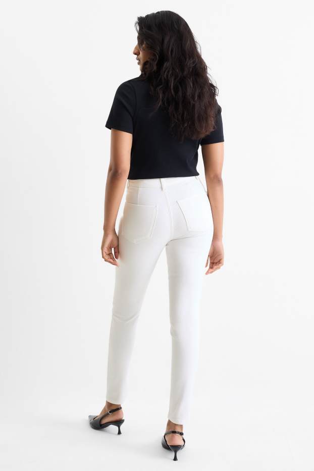Donna - Jegging jeans - vita alta - bianco