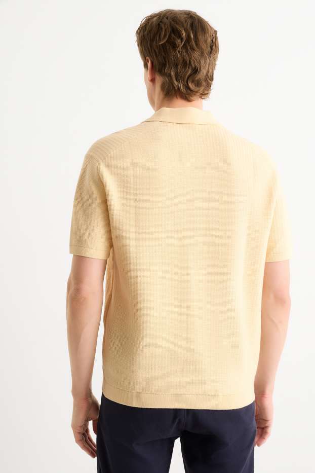 Uomo - Polo in maglia - relaxed fit - tessuto tramato - giallo chiaro
