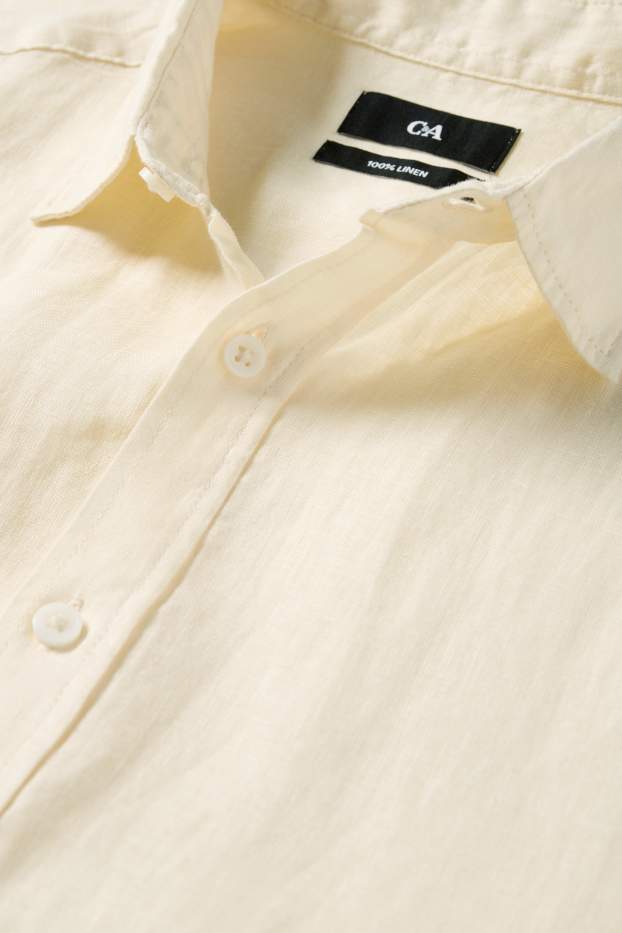 Home - Camisa de lli - regular fit - Kent - groc clar