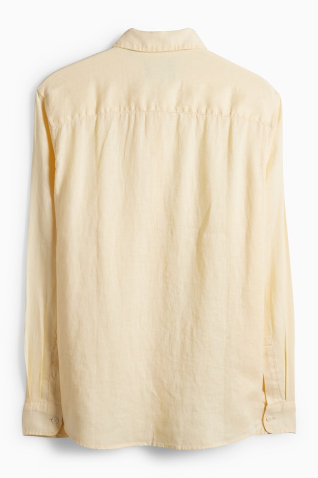 Home - Camisa de lli - regular fit - Kent - groc clar