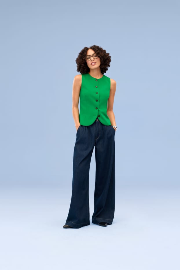 Dámské - Business vesta - se zúženým pasem - zelená