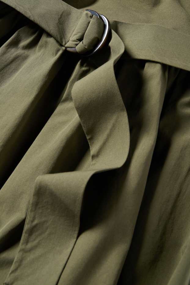 Dámské - Šaty fit & flare s páskem - khaki