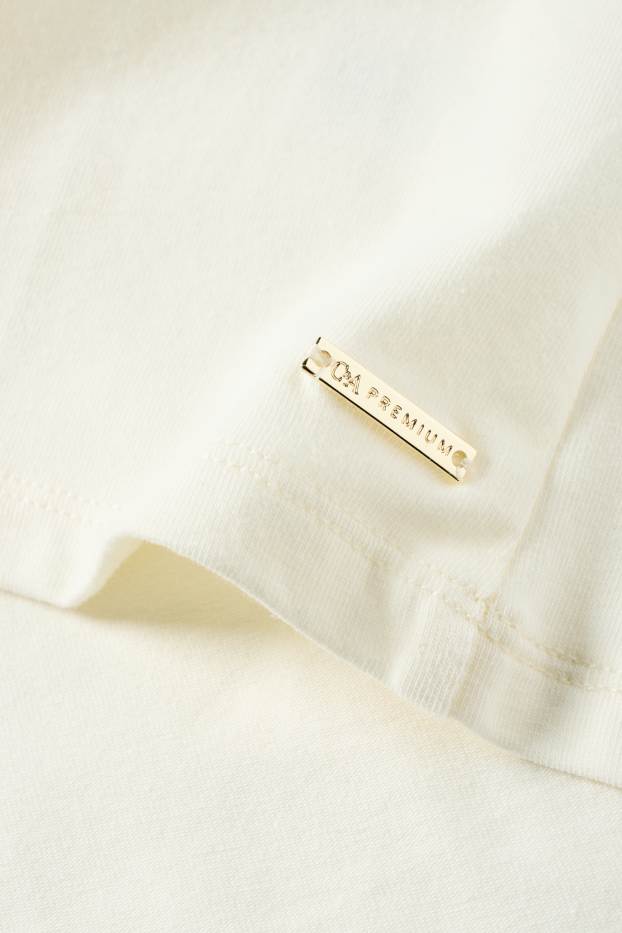 Copii - Fete - Tricou cu mânecă scurtă - aspect lucios - crem