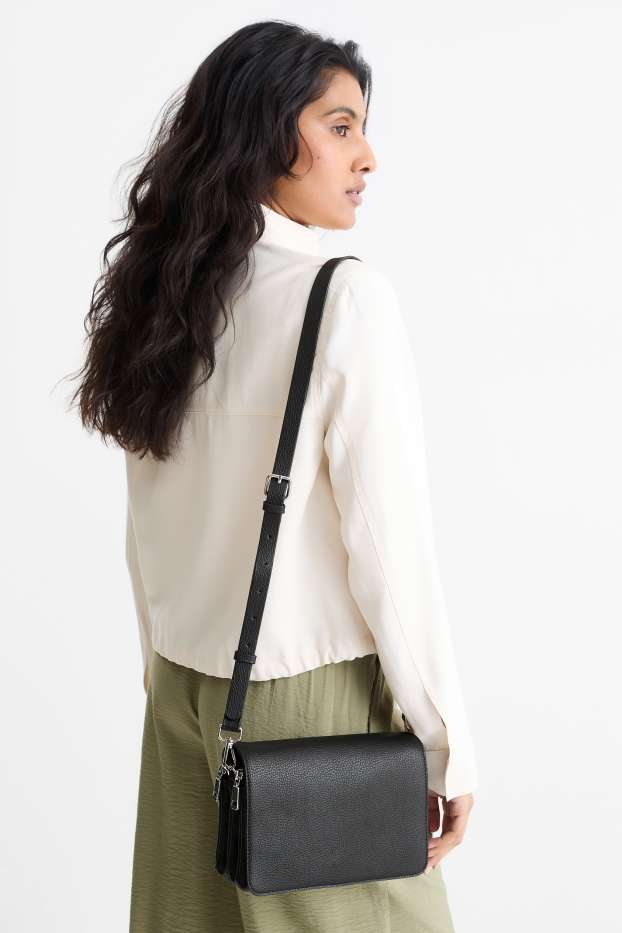 Donna - Borsa a tracolla con spallaccio staccabile - similpelle - nero