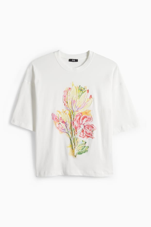 Femmes - T-shirt - regular fit - blanc / rose