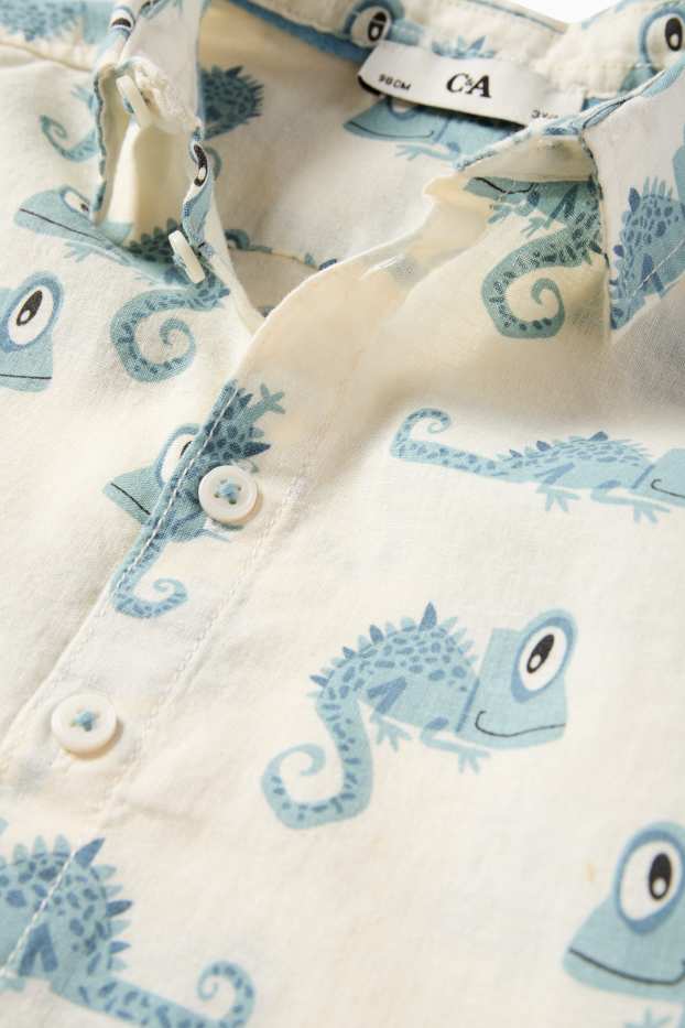 Children Boys - Chameleon - shirt - linen blend - blue / creme