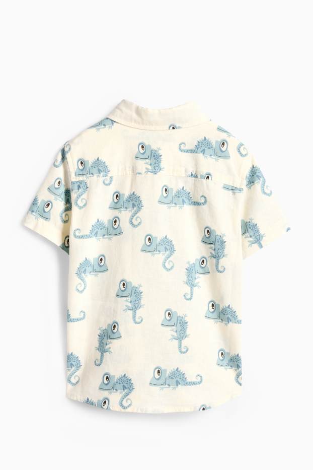 Children Boys - Chameleon - shirt - linen blend - blue / creme