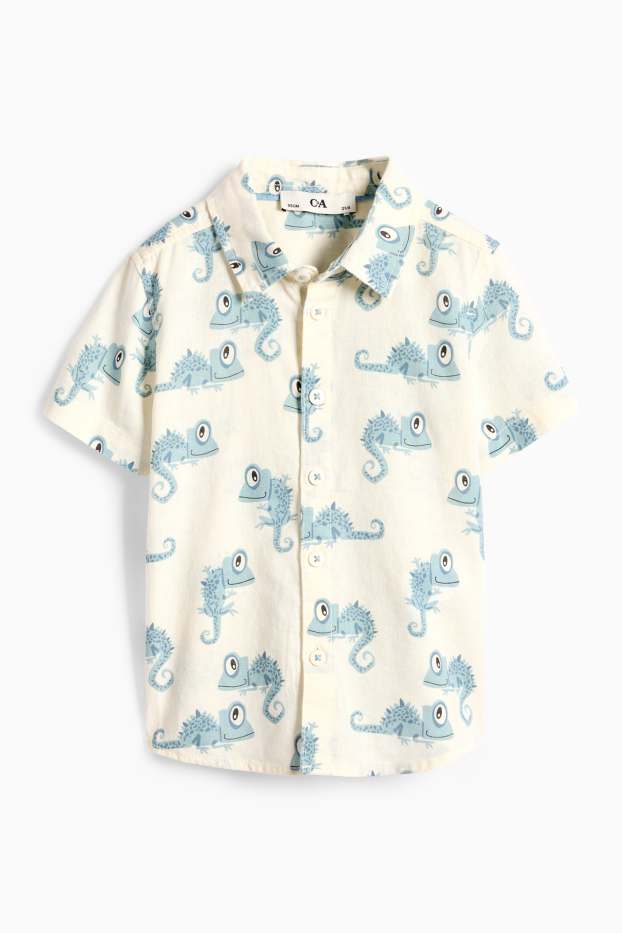 Children Boys - Chameleon - shirt - linen blend - blue / creme