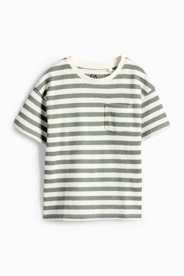 Děti - chlapci - Tričko s krátkým rukávem - zelená / krémově bílá