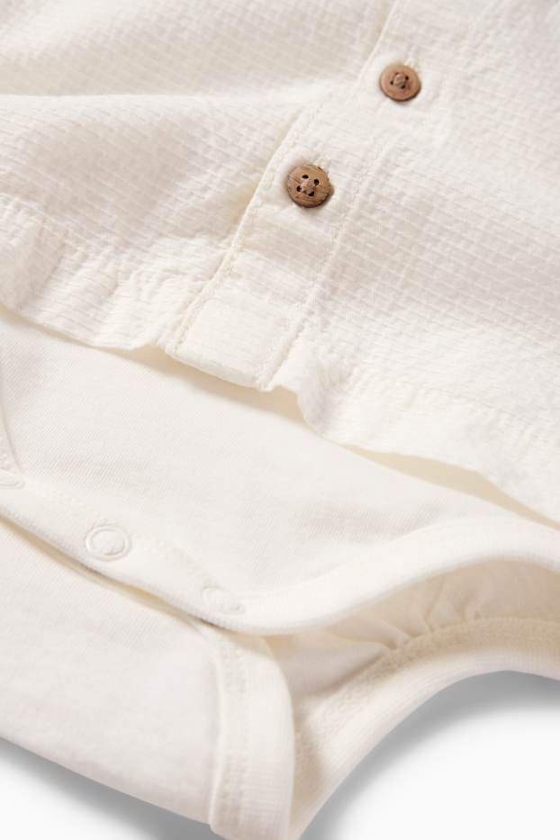 Baby Buben - Baby-Body - 2-in-1-Look - strukturiert - cremeweiß