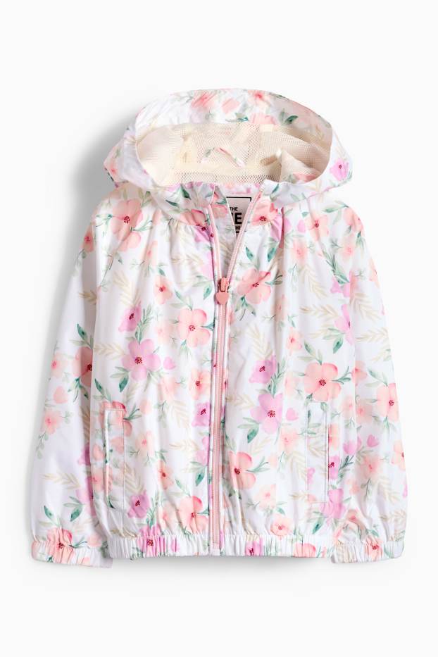 Nena - Flors - jaqueta amb caputxa - blanc/rosa