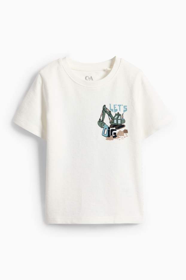 Nen - Excavadors - samarreta de mànigues curtes - acanalada - blanc trencat