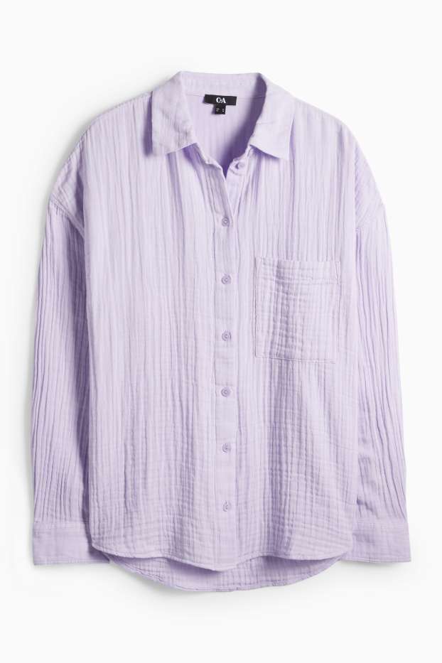 Dames - Blouse van mousseline - lichtpaars