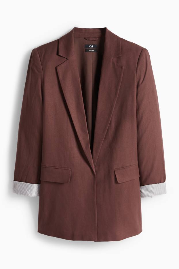 Femei - Blazer lung - regular fit - amestec de in - maro închis