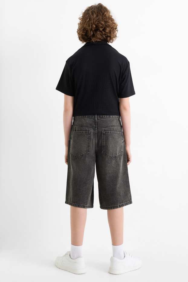 Children Boys - Denim Bermuda shorts - dark gray