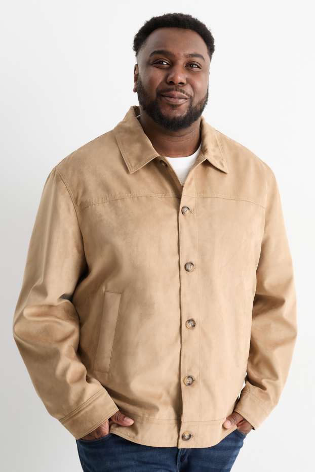 Hommes - Veste - faux suède - marron clair