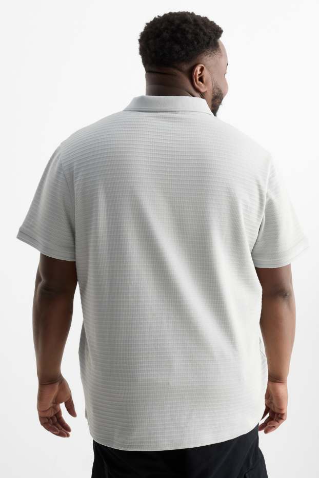 Hommes - Polo - regular fit - finition côtelée - gris